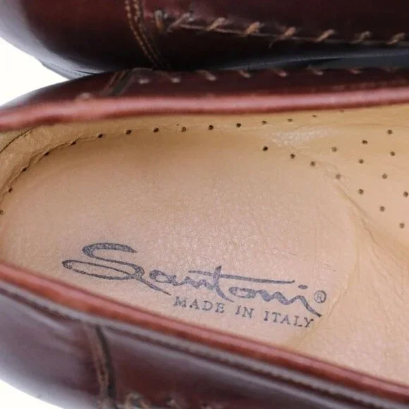 Santoni Italy All Leather Tassel Loafers Brown Moccasins  display picture 1